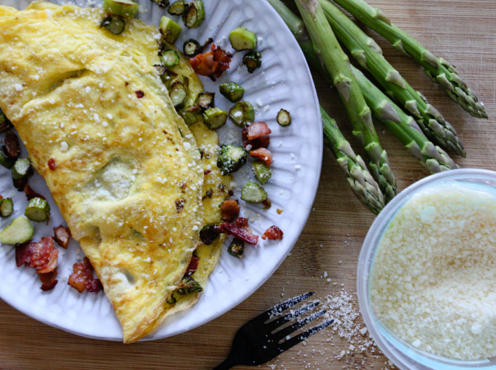 keto asparagus bacon hemp seed omlet